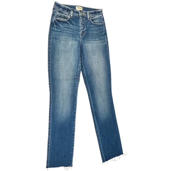 L'AGENCE SZ 25 NWOT Soft Cotton Blend Blue Classic Straight Leg Frayed Bottom - Picture 1 of 8